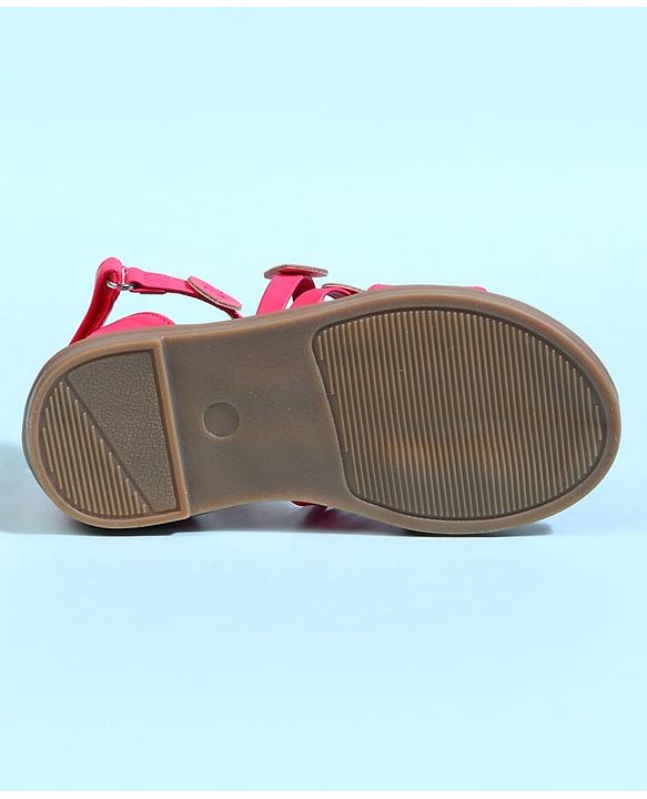 Cute Walk by Babyhug Velcro Closure Party Sandals with Heart Applique - Fuchsia