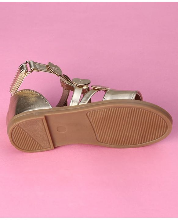 Cute Walk by Babyhug Velcro Closure Party Sandals with Heart Applique - Fuchsia