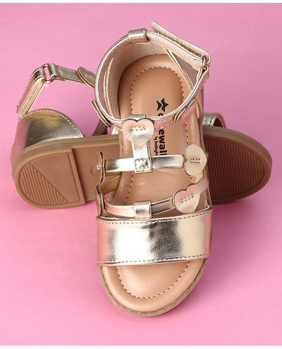 Cute Walk by Babyhug Velcro Closure Party Sandals with Heart Applique - Fuchsia