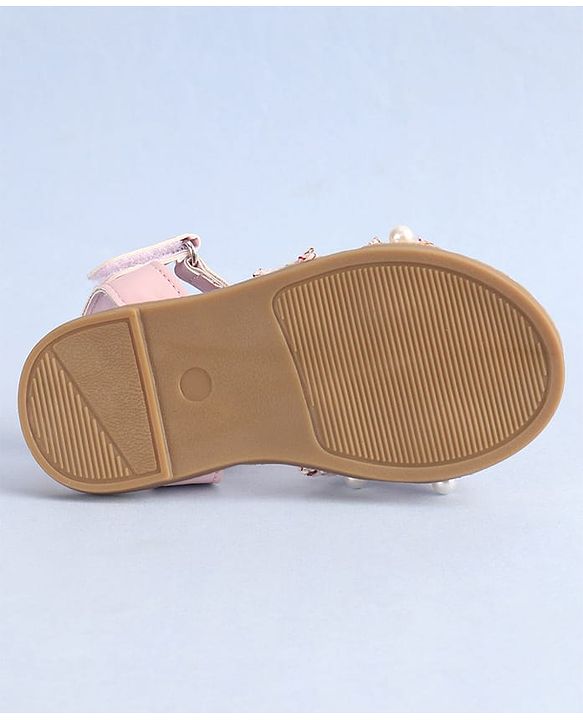 Cute Walk by Babyhug Velcro Closure Sandals With Pearl Detailing - Pink