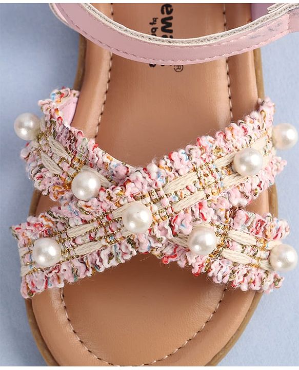 Cute Walk by Babyhug Velcro Closure Sandals With Pearl Detailing - Pink