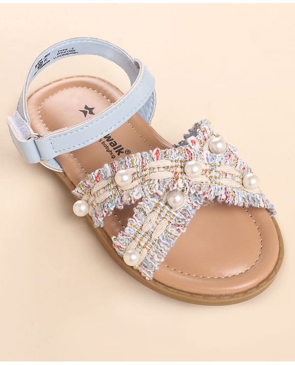 Cute Walk by Babyhug Velcro Closure Sandals With Pearl Detailing - Pink