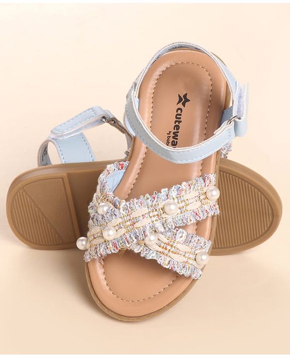Cute Walk by Babyhug Velcro Closure Sandals With Pearl Detailing - Pink