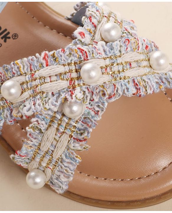Cute Walk by Babyhug Velcro Closure Sandals With Pearl Detailing - Pink