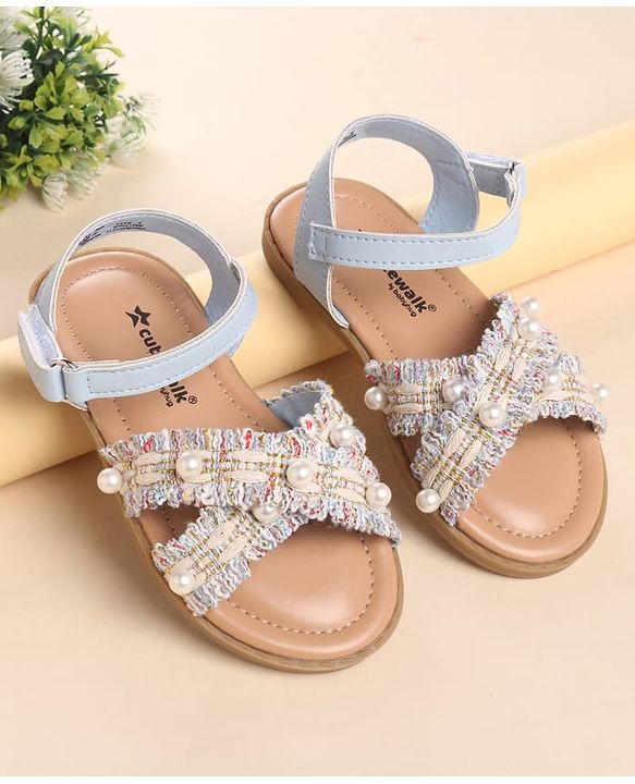 Cute Walk by Babyhug Velcro Closure Sandals With Pearl Detailing - Pink