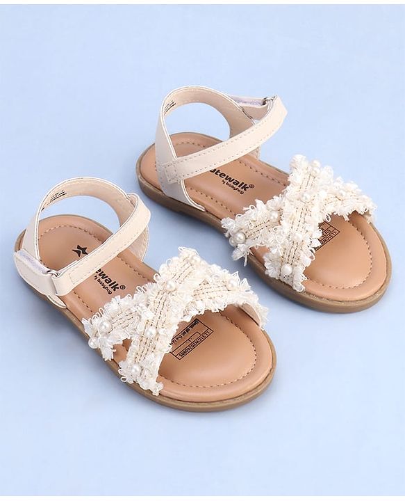 Cute Walk by Babyhug Velcro Closure Sandals With Pearl Detailing - Pink