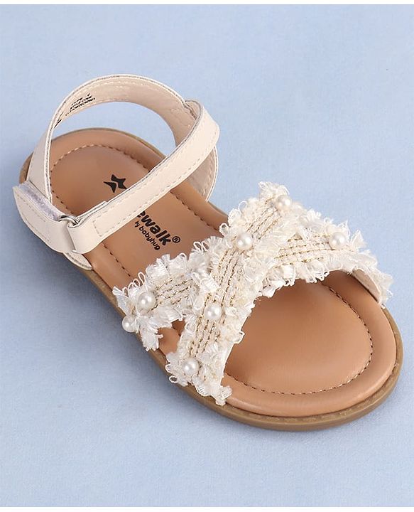 Cute Walk by Babyhug Velcro Closure Sandals With Pearl Detailing - Pink