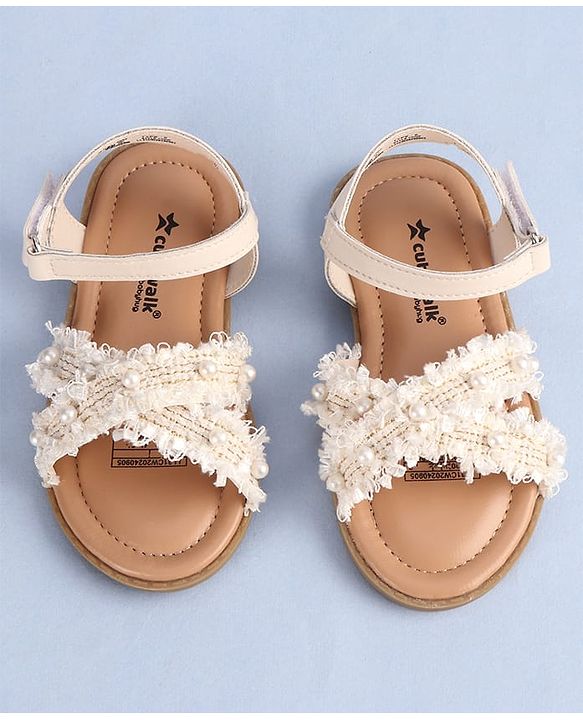 Cute Walk by Babyhug Velcro Closure Sandals With Pearl Detailing - Pink