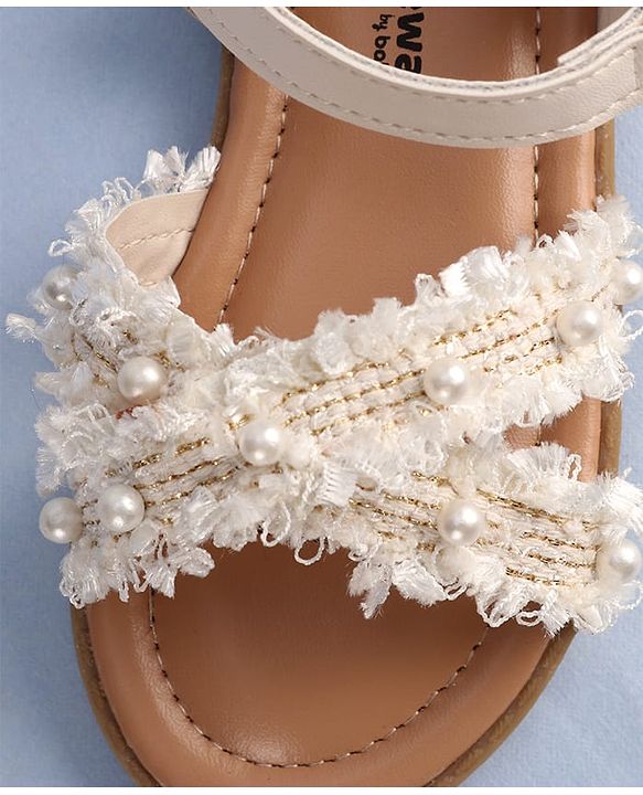 Cute Walk by Babyhug Velcro Closure Sandals With Pearl Detailing - Pink
