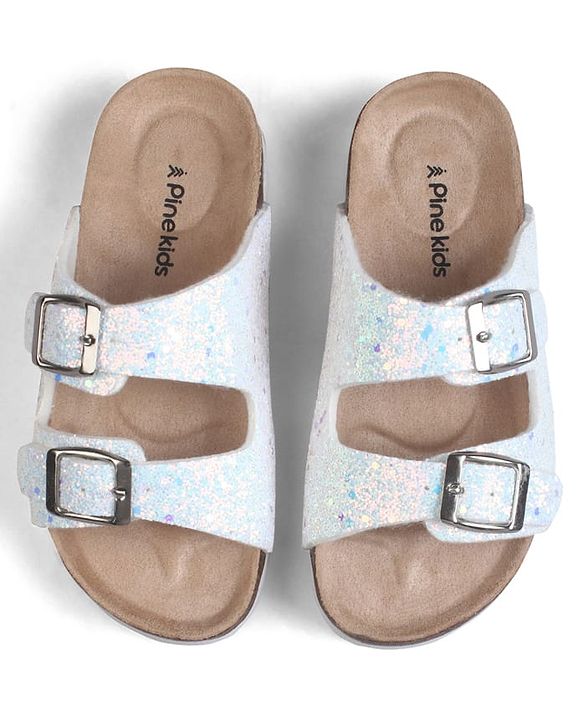Pine Kids Slip On Sequins Detailing  Party Sandal - White