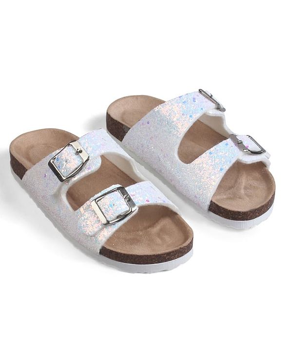 Pine Kids Slip On Sequins Detailing  Party Sandal - White