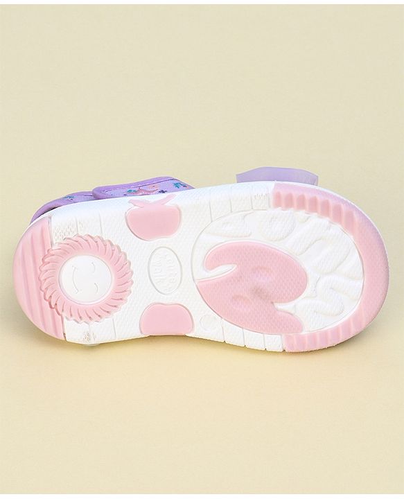 Cute Walk by Babyhug Velcro Closure Sandals With Floral Print & Applique - Purple