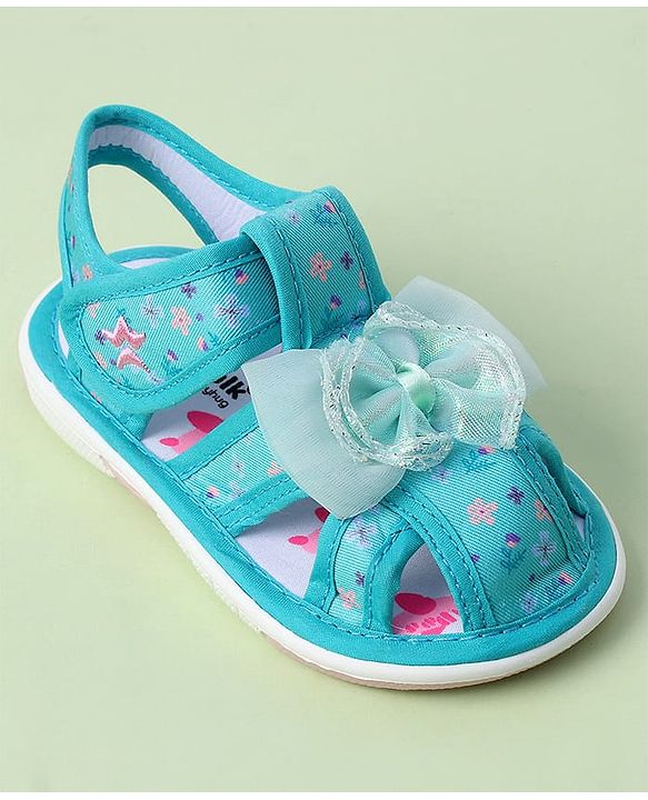 Cute Walk by Babyhug Velcro Closure Sandals With Floral Print & Applique - Purple