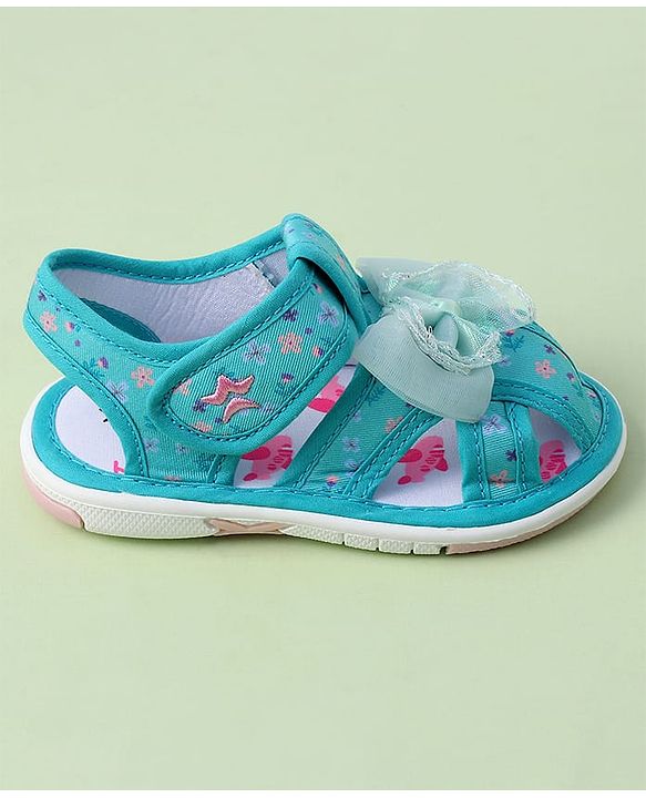 Cute Walk by Babyhug Velcro Closure Sandals With Floral Print & Applique - Purple