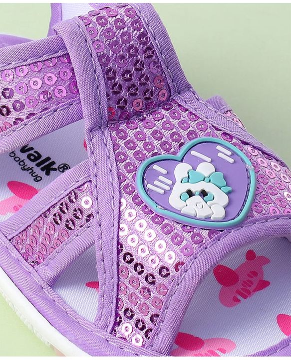 Cute Walk by Babyhug Sandals With Velcro Closure & Sequin Detailing - Purple