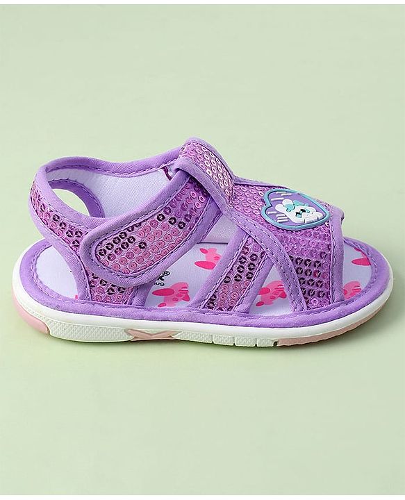 Cute Walk by Babyhug Sandals With Velcro Closure & Sequin Detailing - Purple