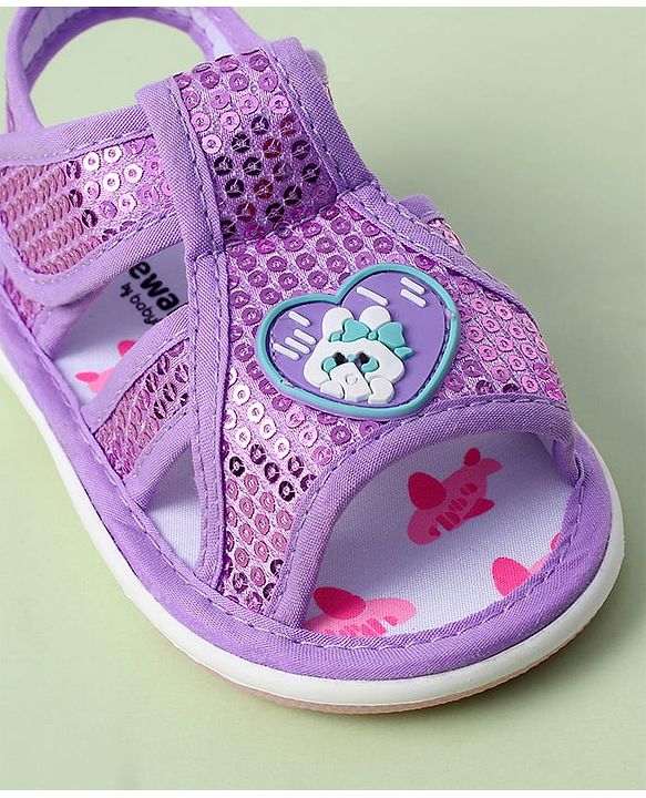 Cute Walk by Babyhug Sandals With Velcro Closure & Sequin Detailing - Purple