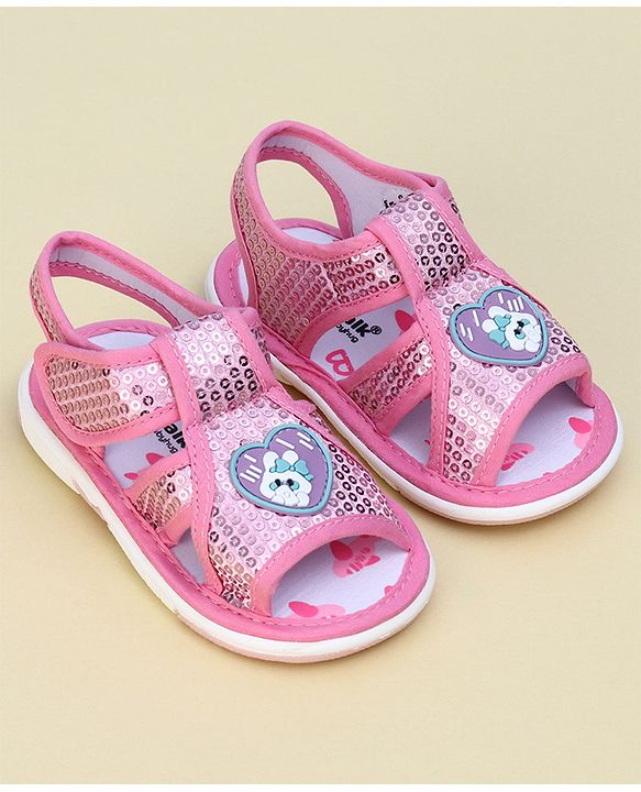 Cute Walk by Babyhug Sandals With Velcro Closure & Sequin Detailing - Purple