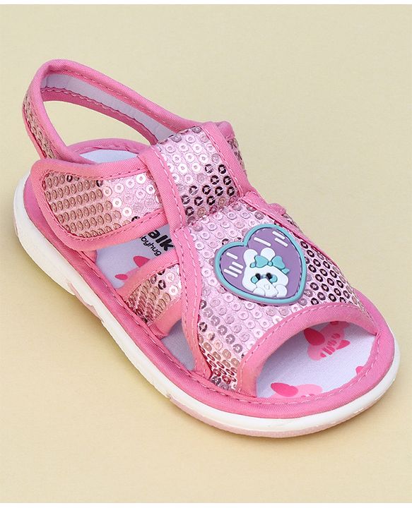 Cute Walk by Babyhug Sandals With Velcro Closure & Sequin Detailing - Purple