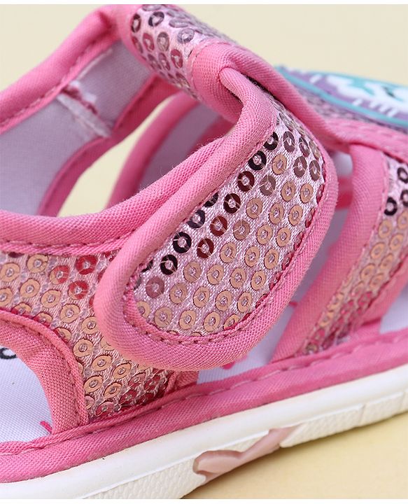 Cute Walk by Babyhug Sandals With Velcro Closure & Sequin Detailing - Purple