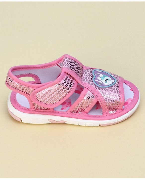 Cute Walk by Babyhug Sandals With Velcro Closure & Sequin Detailing - Purple