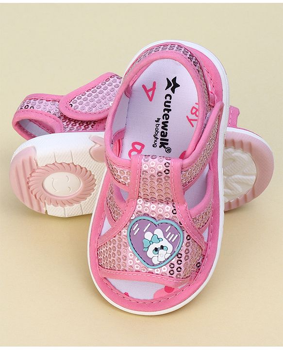 Cute Walk by Babyhug Sandals With Velcro Closure & Sequin Detailing - Purple