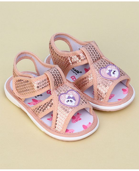 Cute Walk by Babyhug Sandals With Velcro Closure & Sequin Detailing - Purple