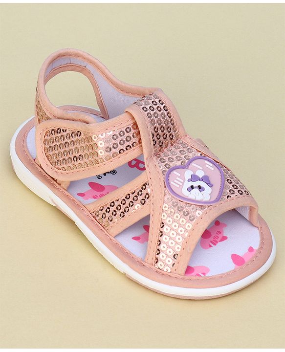 Cute Walk by Babyhug Sandals With Velcro Closure & Sequin Detailing - Purple