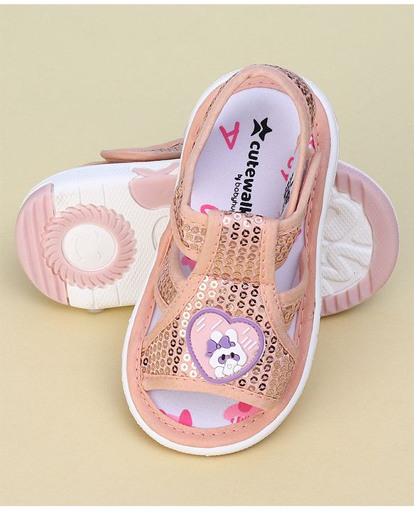 Cute Walk by Babyhug Sandals With Velcro Closure & Sequin Detailing - Purple