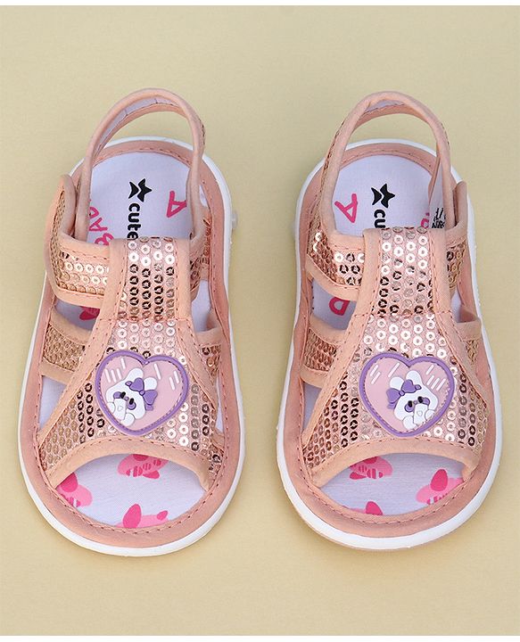 Cute Walk by Babyhug Sandals With Velcro Closure & Sequin Detailing - Purple