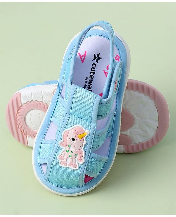 Cute Walk by Babyhug Velcro Closure Sandals With Mesh - Blue