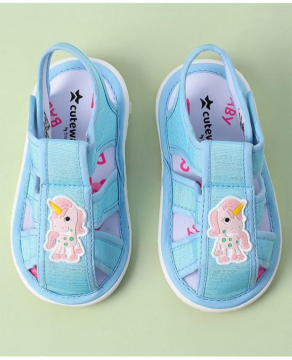Cute Walk by Babyhug Velcro Closure Sandals With Mesh - Blue