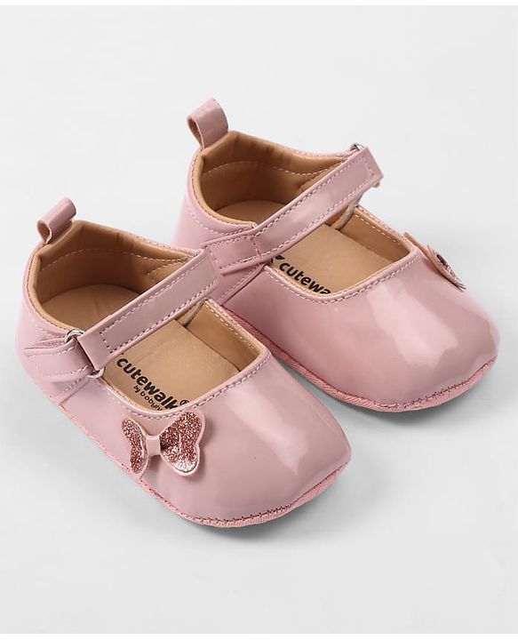Cute Walk by Babyhug Velcro Closure Booties with Bow Applique - Pink