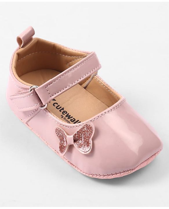 Cute Walk by Babyhug Velcro Closure Booties with Bow Applique - Pink