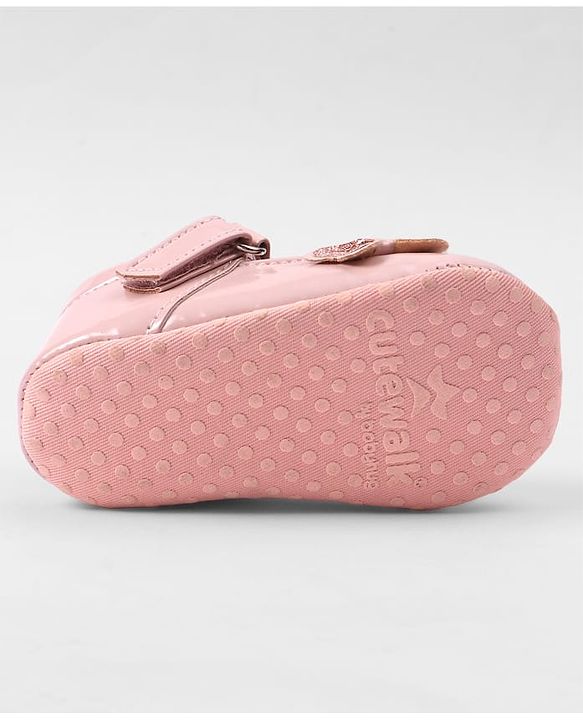 Cute Walk by Babyhug Velcro Closure Booties with Bow Applique - Pink