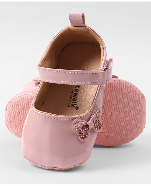 Cute Walk by Babyhug Velcro Closure Booties with Bow Applique - Pink