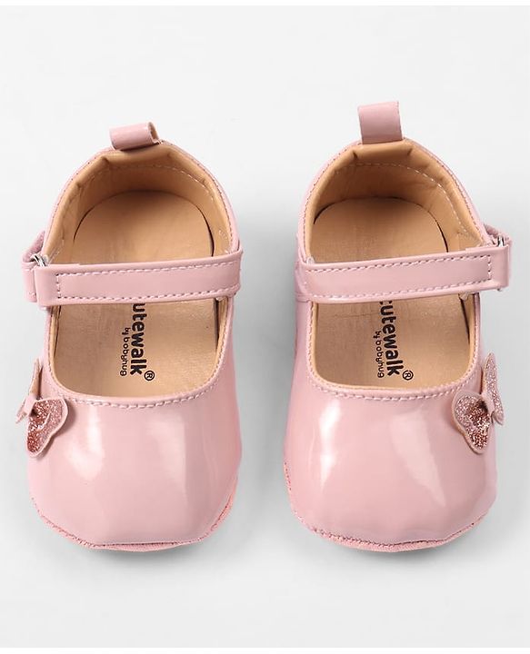 Cute Walk by Babyhug Velcro Closure Booties with Bow Applique - Pink