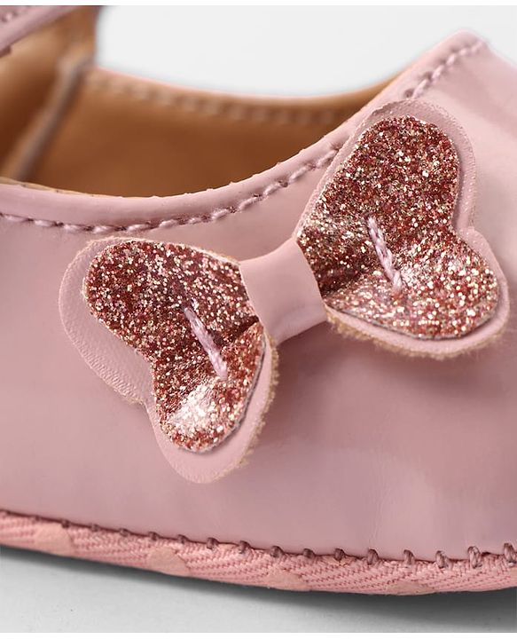 Cute Walk by Babyhug Velcro Closure Booties with Bow Applique - Pink