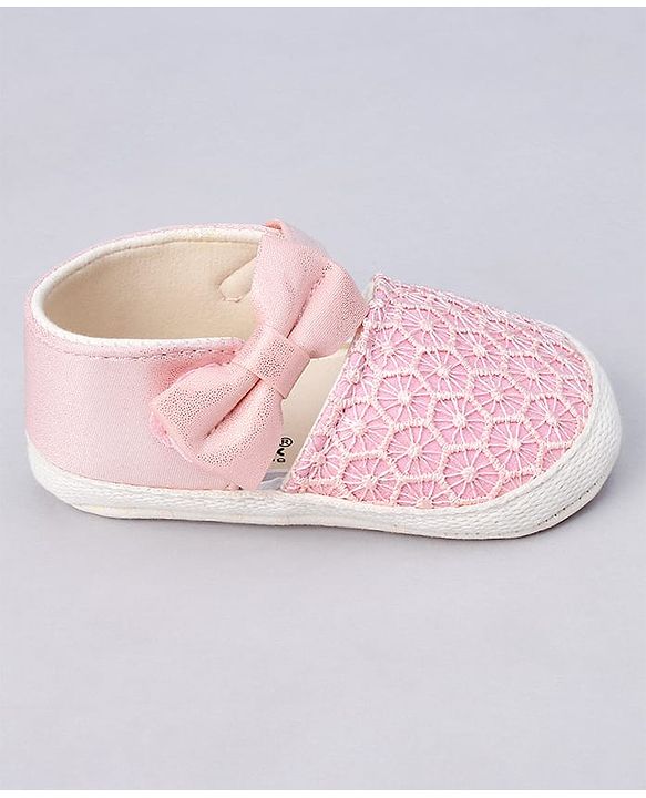 Cute Walk by Babyhug Slip On Booties With Bow Applique - Pink
