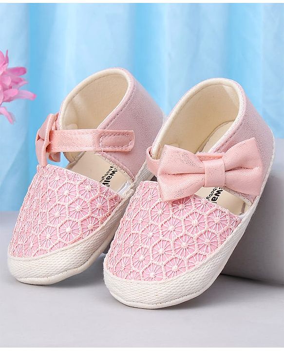 Cute Walk by Babyhug Slip On Booties With Bow Applique - Pink