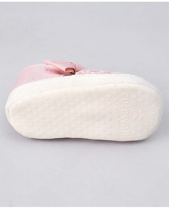Cute Walk by Babyhug Slip On Booties With Bow Applique - Pink