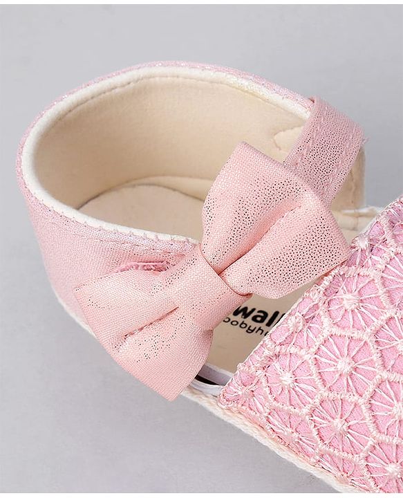 Cute Walk by Babyhug Slip On Booties With Bow Applique - Pink