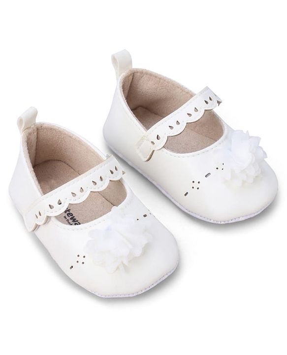 Cute Walk by Babyhug Booties with Velcro Closure & Floral Applique - White