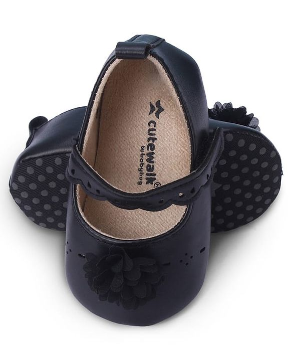 Cute Walk by Babyhug Booties with Velcro Closure & Floral Applique - White