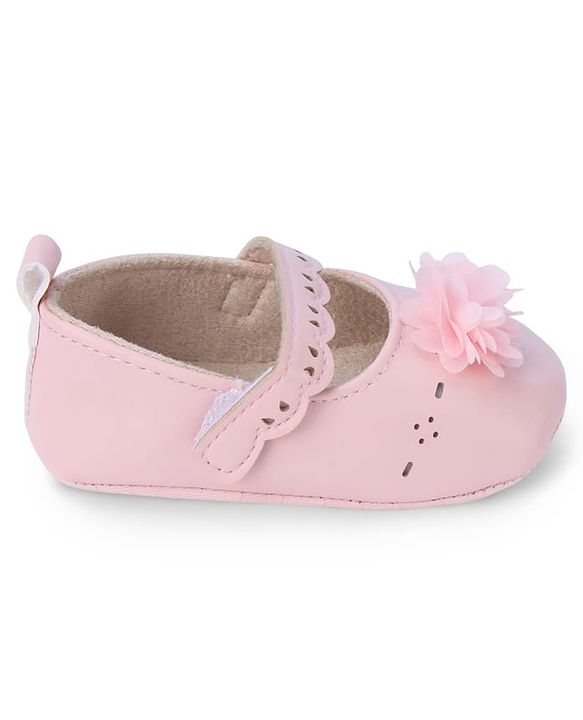 Cute Walk by Babyhug Booties with Velcro Closure & Floral Applique - White