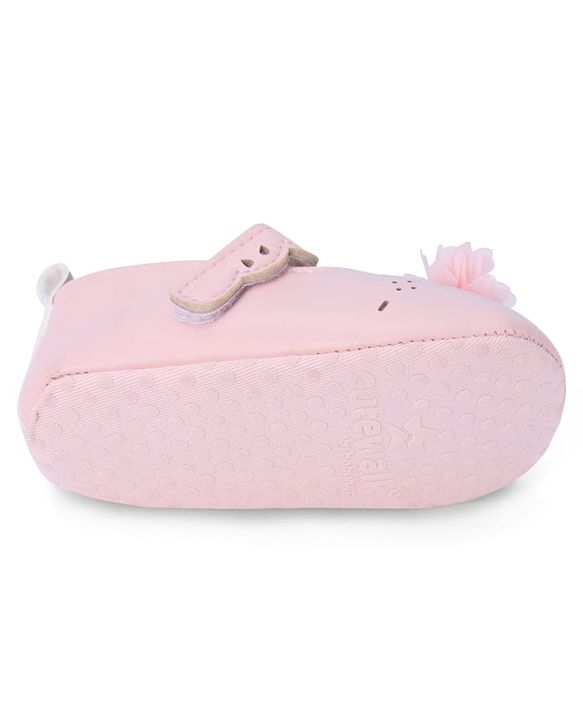 Cute Walk by Babyhug Booties with Velcro Closure & Floral Applique - White