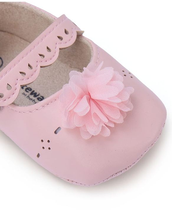 Cute Walk by Babyhug Booties with Velcro Closure & Floral Applique - White