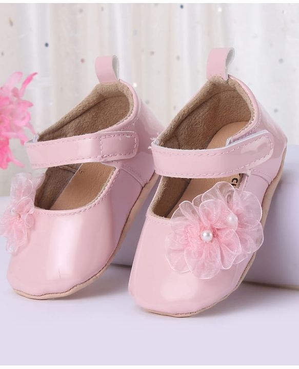 Cute Walk by Babyhug Booties with Velcro Closure & Floral Applique - White