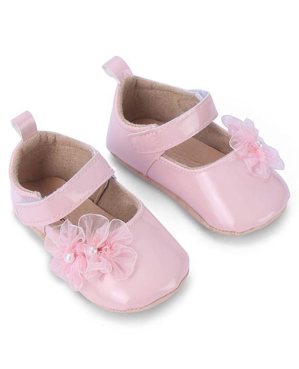 Cute Walk by Babyhug Booties with Velcro Closure & Floral Applique - White