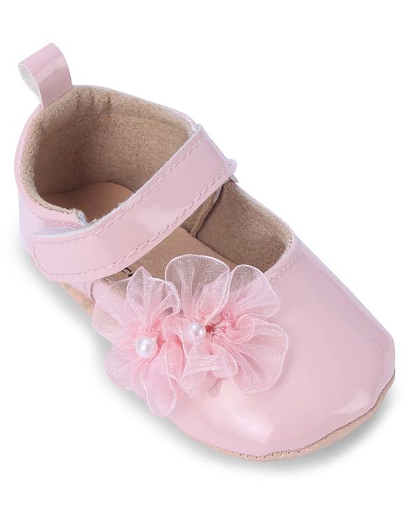Cute Walk by Babyhug Booties with Velcro Closure & Floral Applique - White